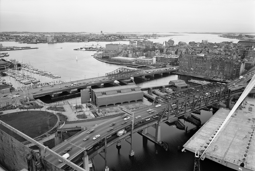 Boston Big Dig Zakim Bridge from the North Tower Construction